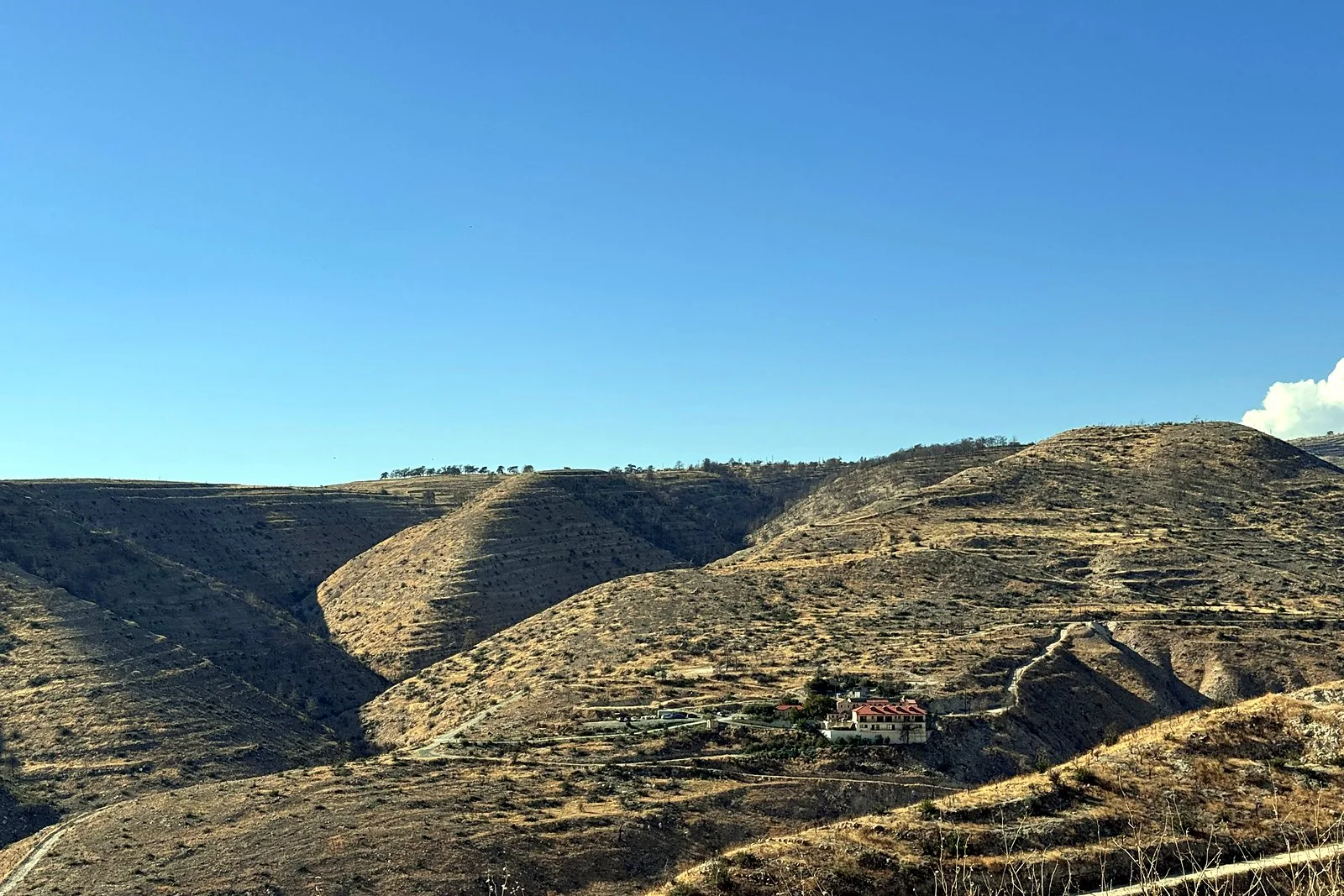 Lania village, Cyprus: we walked into every open door Dry golden terraced hills in the Troodos foothills near Lania, Limassol district, Cyprus